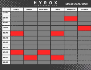 Planning HYROX - Cours 2025-2026